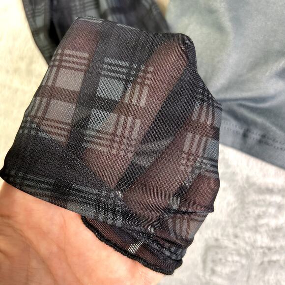 NWT Arizona Sheer Mesh Plaid Crop Top w Cami Women's XL Festival Rave Party - Picture 7 of 7